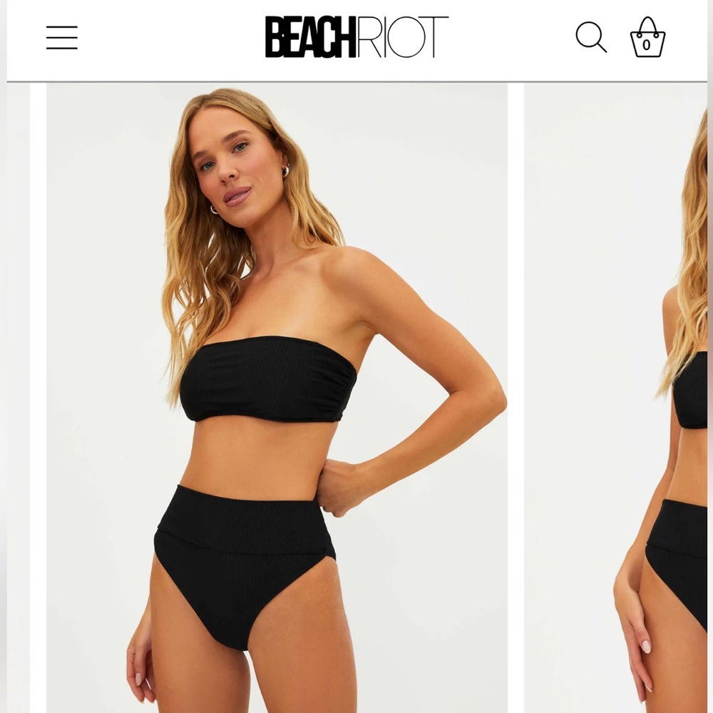 Beach Riot Black Ribbed Bikini NWT